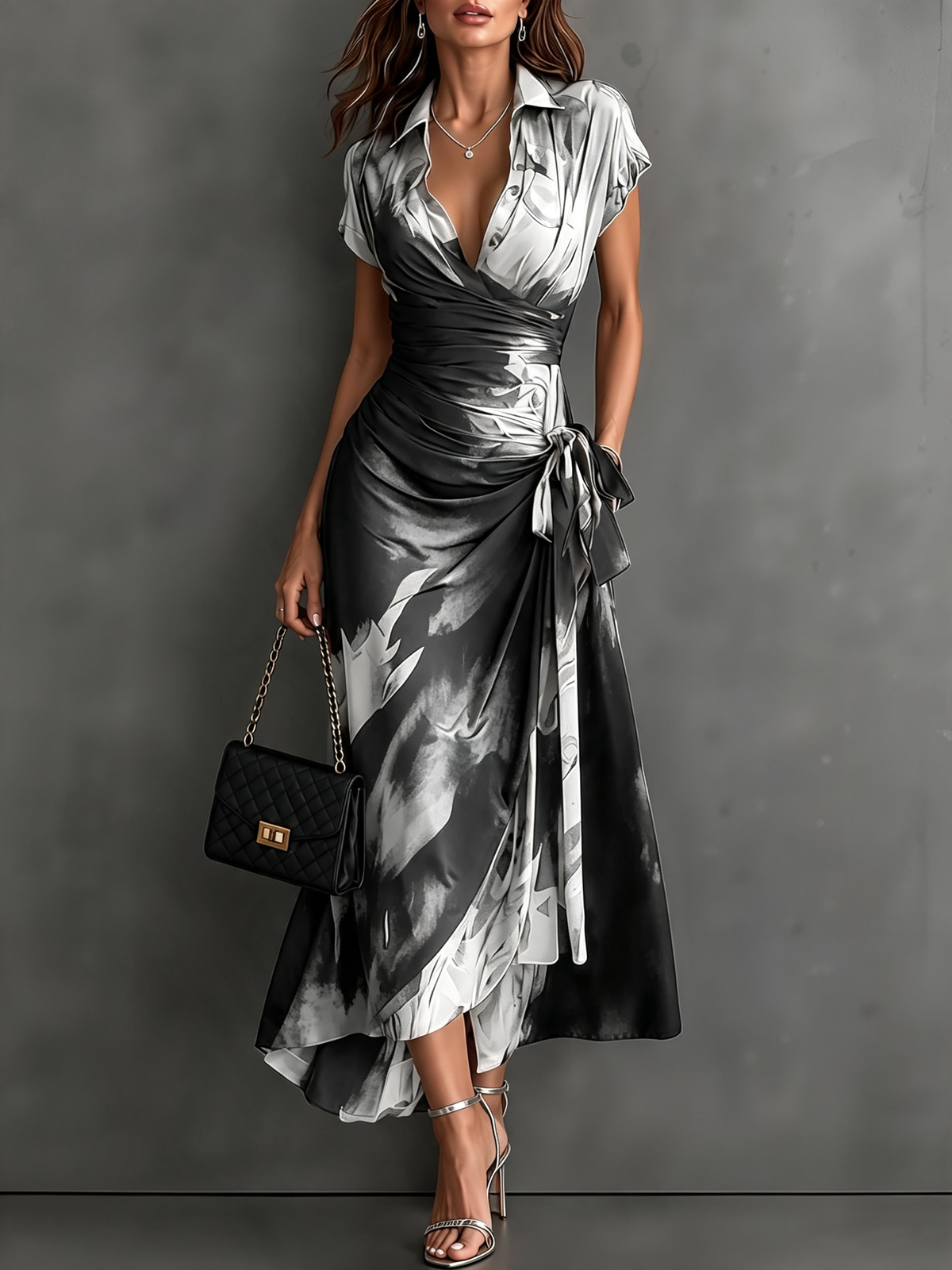 Matilda | Abstract Wrap Midi Dress