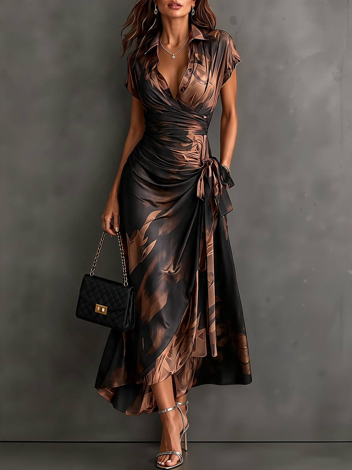Matilda | Abstract Wrap Midi Dress