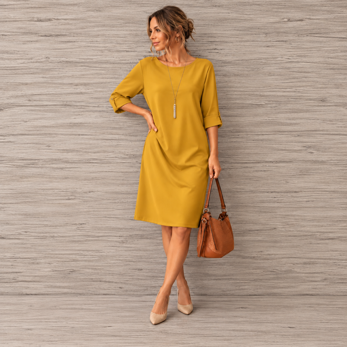 Sabine | Flattering Flowing Midi Dress