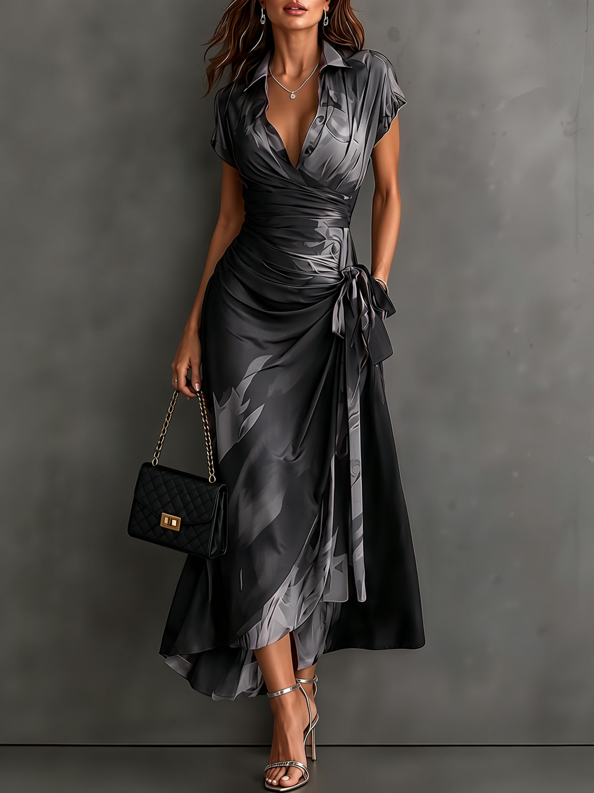 Matilda | Abstract Wrap Midi Dress