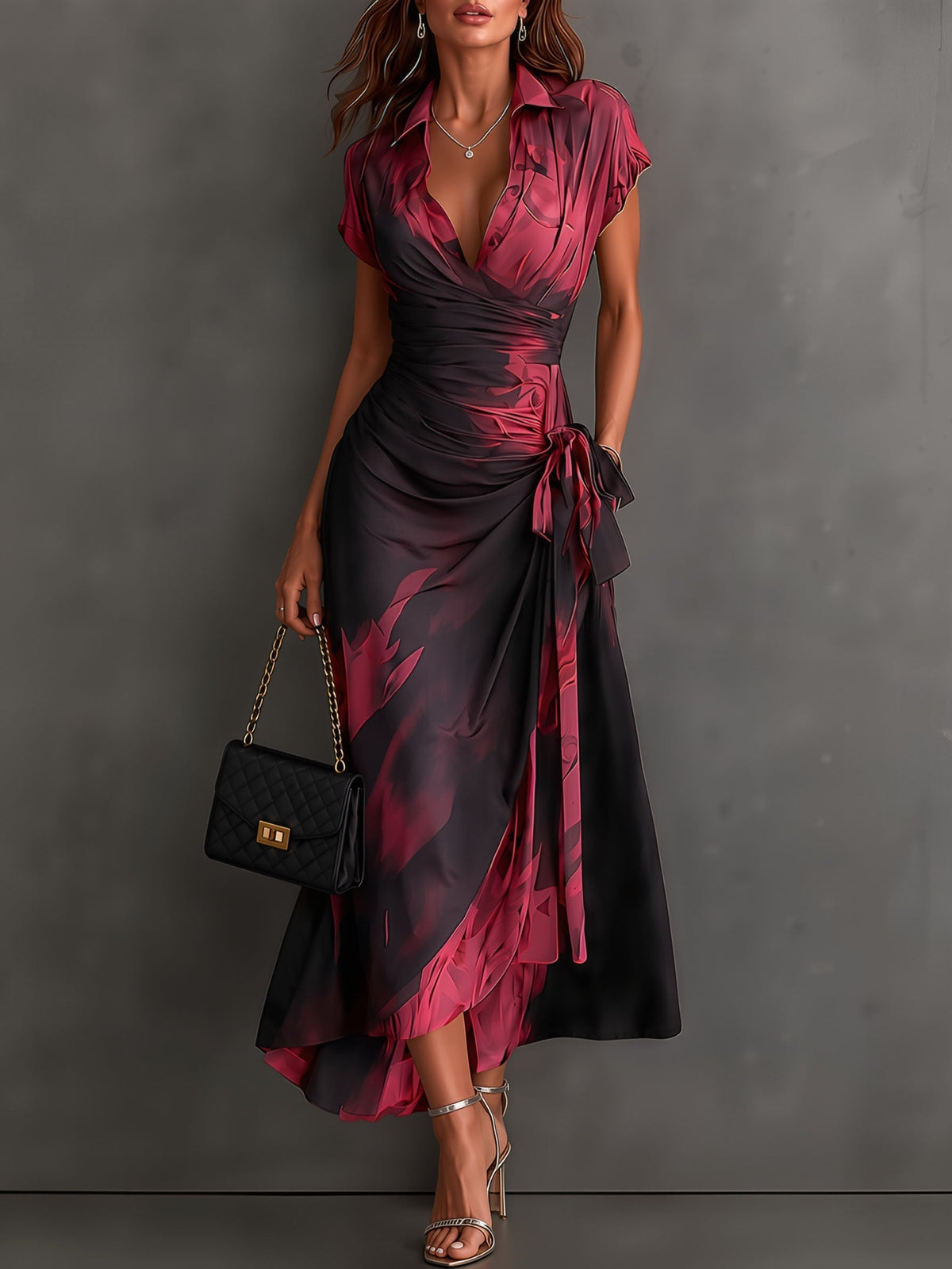 Matilda | Abstract Wrap Midi Dress